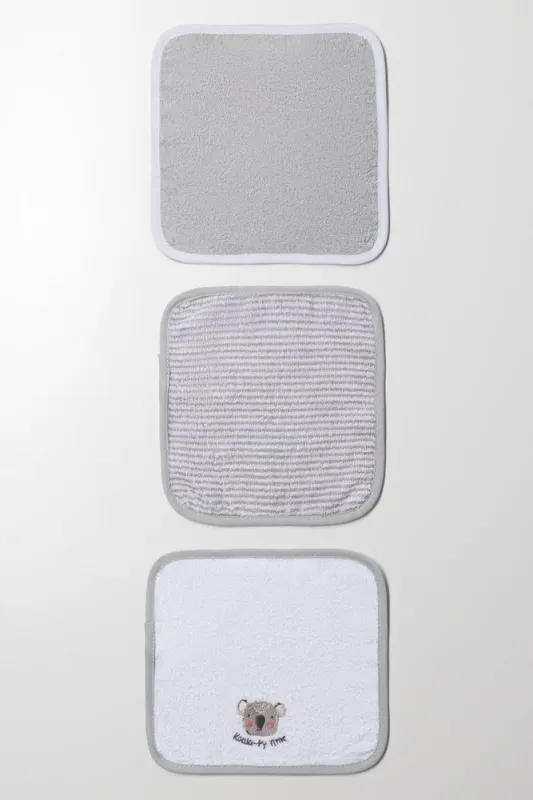 3 Pack Face Cloth Grey And White sold by Ackermas