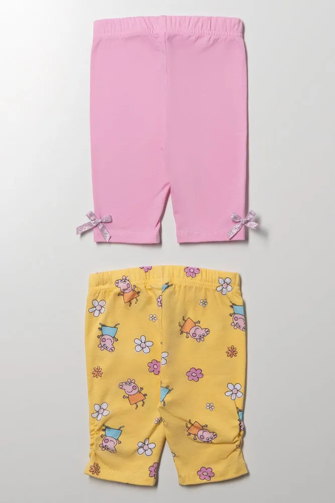 Peppa Pig 2 Pack Leggings Yellow And Pink sold by Ackermas product image thumbnail 3