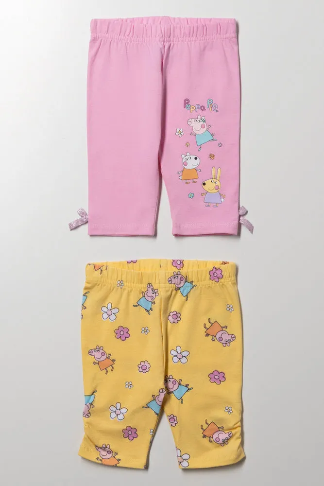 Peppa Pig 2 Pack Leggings Yellow And Pink sold by Ackermas