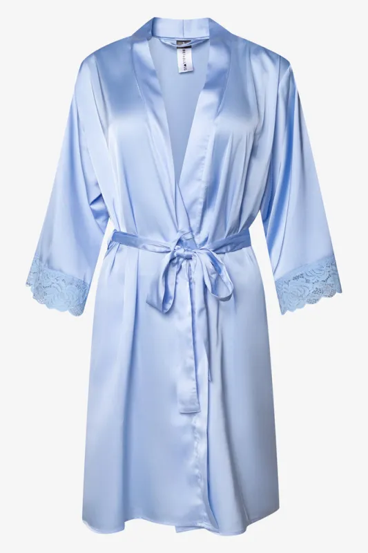 Lace Trim Satin Gown Blue sold by Ackermas