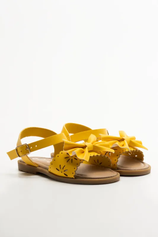 Bow Trim Sandals Yellow sold by Ackermas