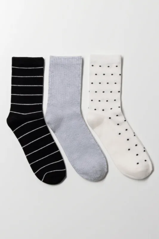 3 Pack Spot Socks Black, Grey And White sold by Ackermas