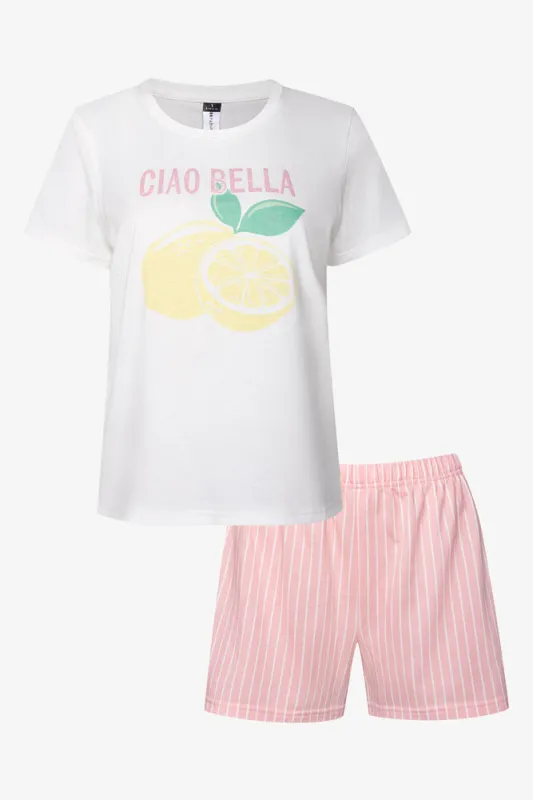 Ciao Bella Shorts Pyjama Set Pink sold by Ackermas