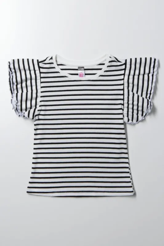 Rib Top With Frill Black And White sold by Ackermas