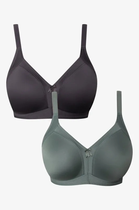 Plus Size 2 Pack Smooth Non Padded Wire Free Bra Grey And Green sold by Ackermas