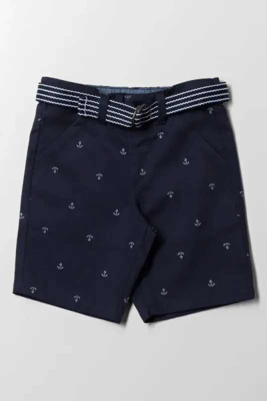 Chino Shorts With Belt Navy sold by Ackermas