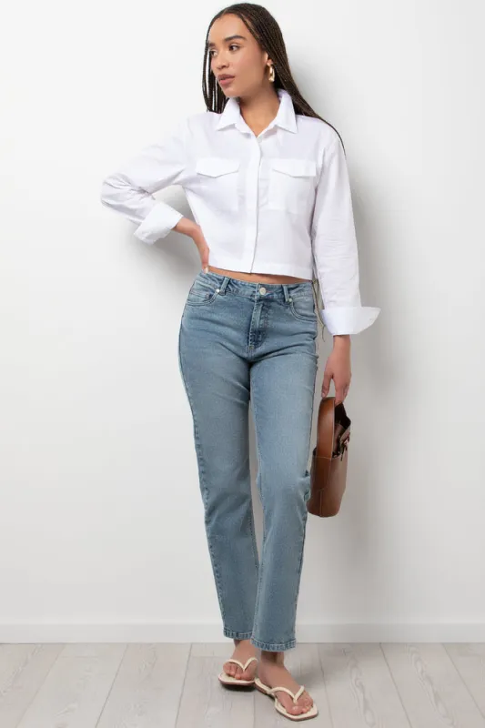 High Rise Slim Leg Denim Jeans Blue sold by Ackermas