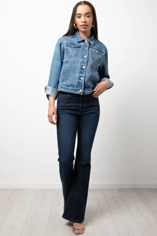 Flare Leg Denim Jeans Dark Blue sold by Ackermas