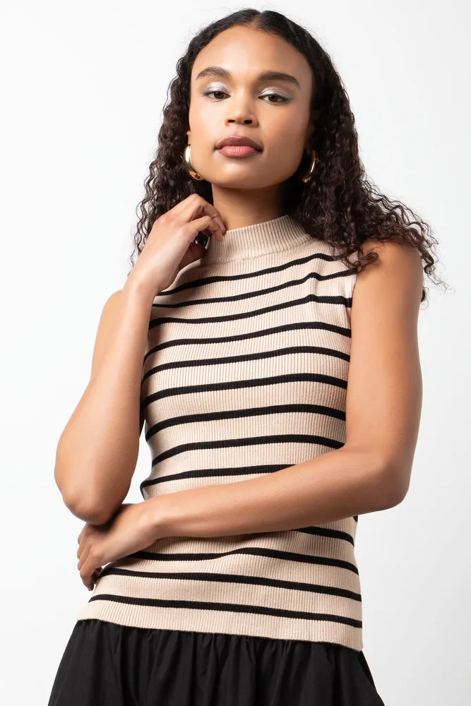 Stripe Sleeveless Vest Black And Natural sold by Ackermas