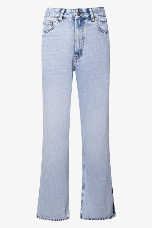 Straight Leg Denim Jean With Side Slit Light Blue sold by Ackermas