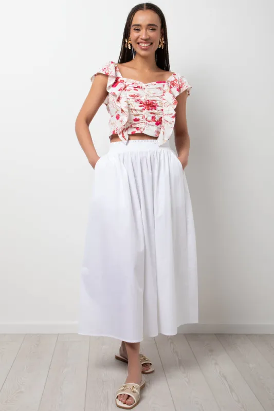 A-Line Poplin Skirt White sold by Ackermas