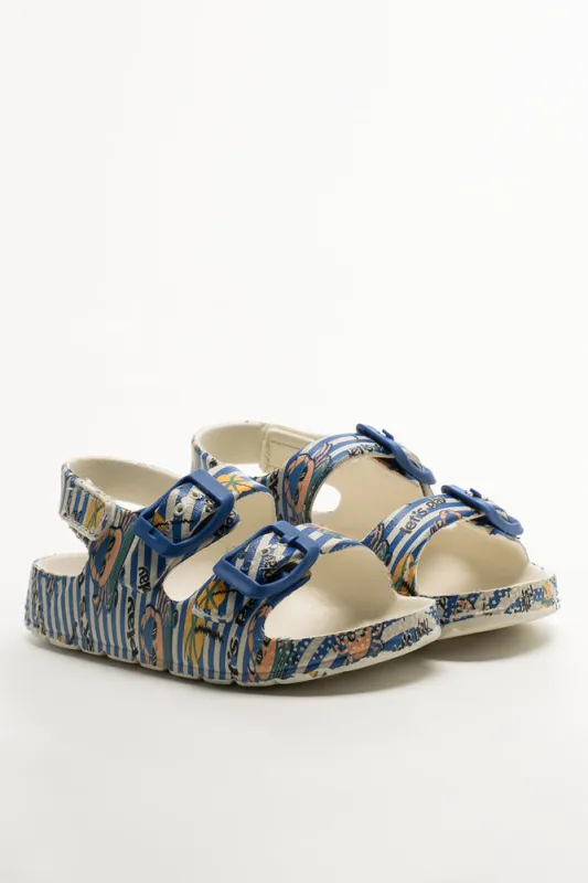 Double Strap Sandals Cream And Navy sold by Ackermas