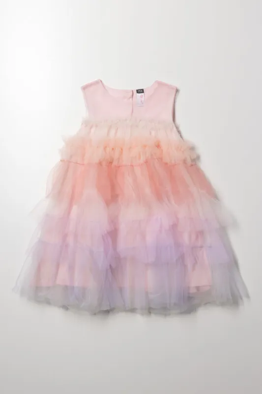 Tiered Mesh Dress Pink sold by Ackermas