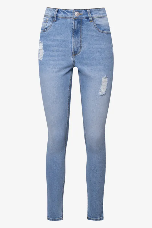 Ripped Skinny Denim Jeans Light Blue sold by Ackermas