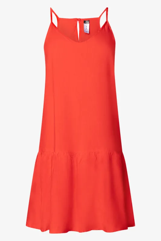 Tiered Strappy Dress Red sold by Ackermas