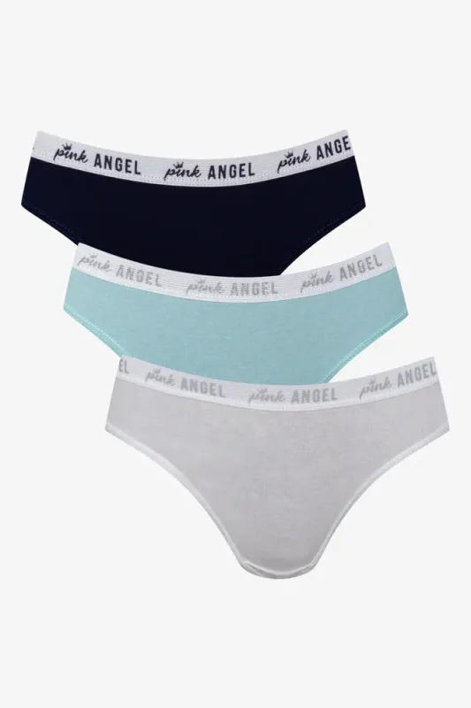 3 Pack Bikini Panties Navy, Aqua And Grey sold by Ackermas
