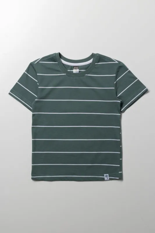 Stripe Short Sleeve T-Shirt Green sold by Ackermas