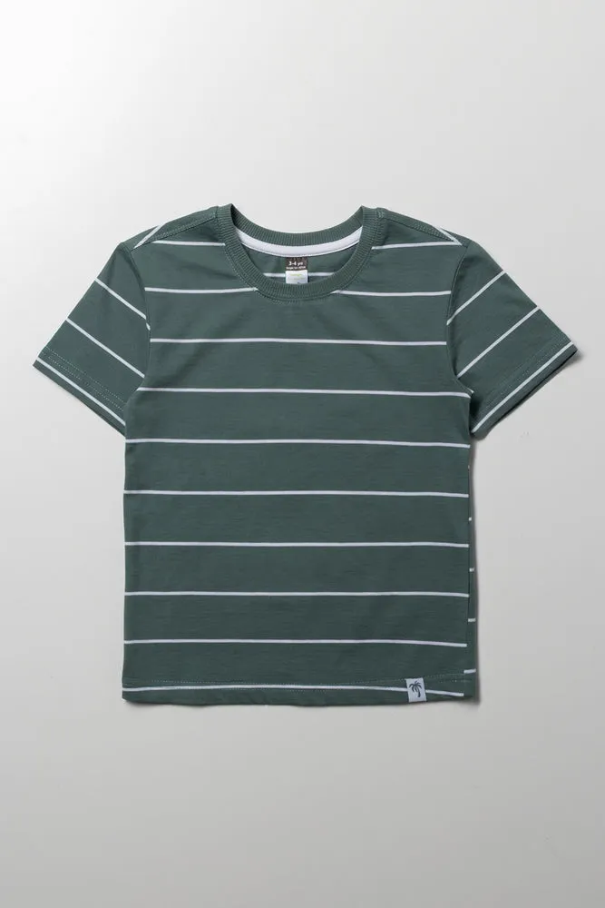 Stripe Short Sleeve T-Shirt Green sold by Ackermas