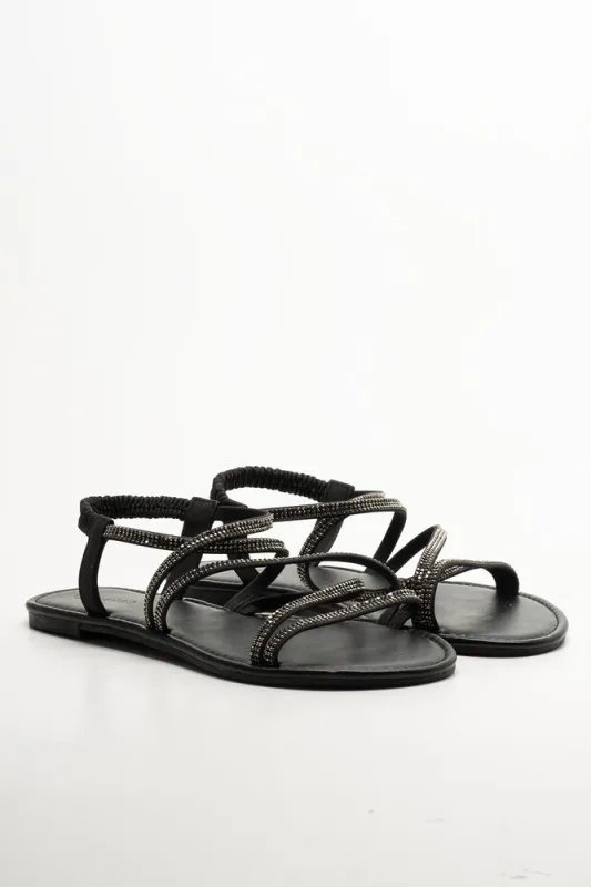 Diamante Strappy Sandal Black sold by Ackermas