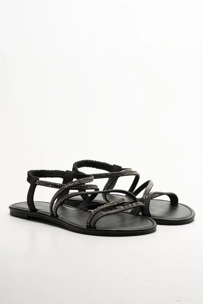 Diamante Strappy Sandal Black sold by Ackermas