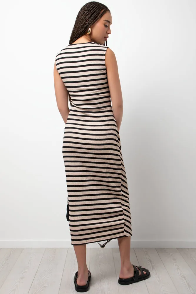 Stripe Textured Dress Natural And Black sold by Ackermas product image thumbnail 3