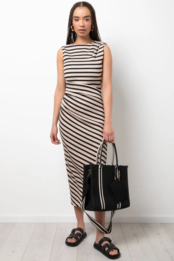 Stripe Textured Dress Natural And Black sold by Ackermas