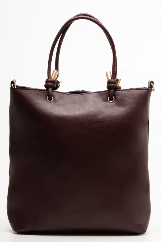Knot Detail Tote Bag Burgundy sold by Ackermas