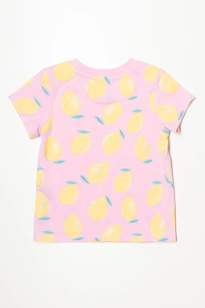 Lemons Short Sleeve T-Shirt Pink sold by Ackermas product image thumbnail 3