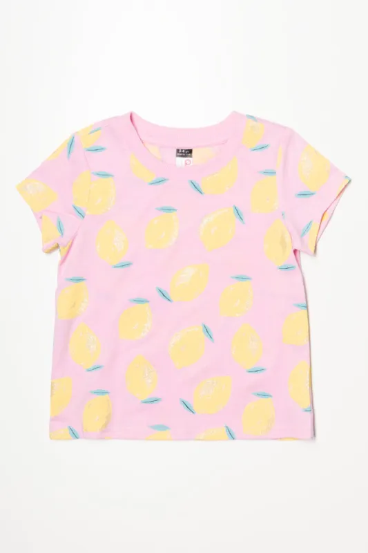 Lemons Short Sleeve T-Shirt Pink sold by Ackermas