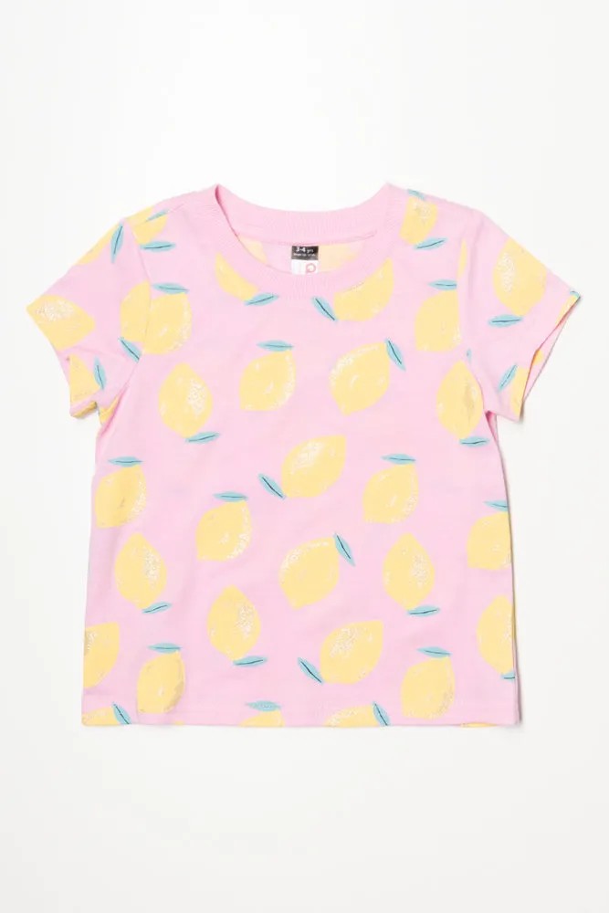 Lemons Short Sleeve T-Shirt Pink sold by Ackermas