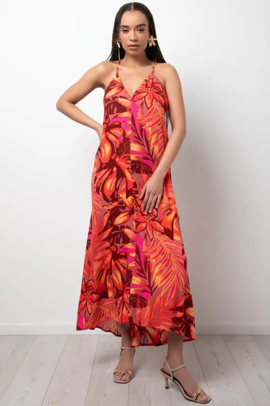 Crossover Strappy Maxi Dress Orange sold by Ackermas