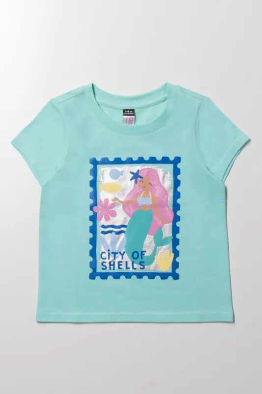 Mermaid Short Sleeve T-Shirt Blue sold by Ackermas