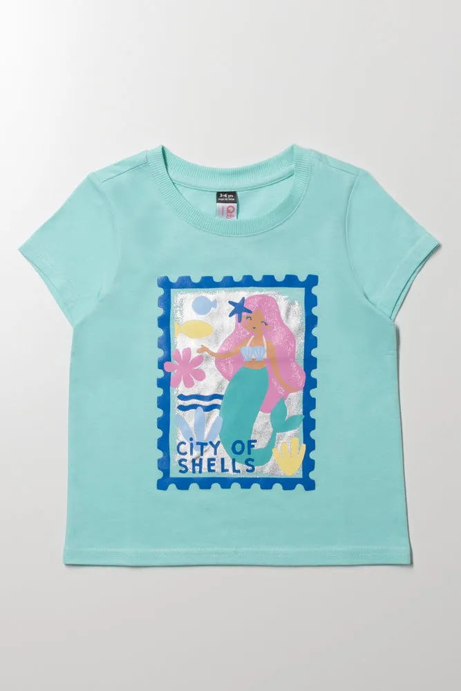 Mermaid Short Sleeve T-Shirt Blue sold by Ackermas