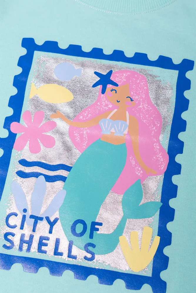 Mermaid Short Sleeve T-Shirt Blue sold by Ackermas product image thumbnail 2