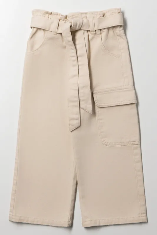 Wide Leg Denim With Belt Natural sold by Ackermas