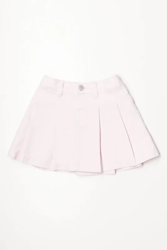 Denim Pleated Skirt Pink sold by Ackermas