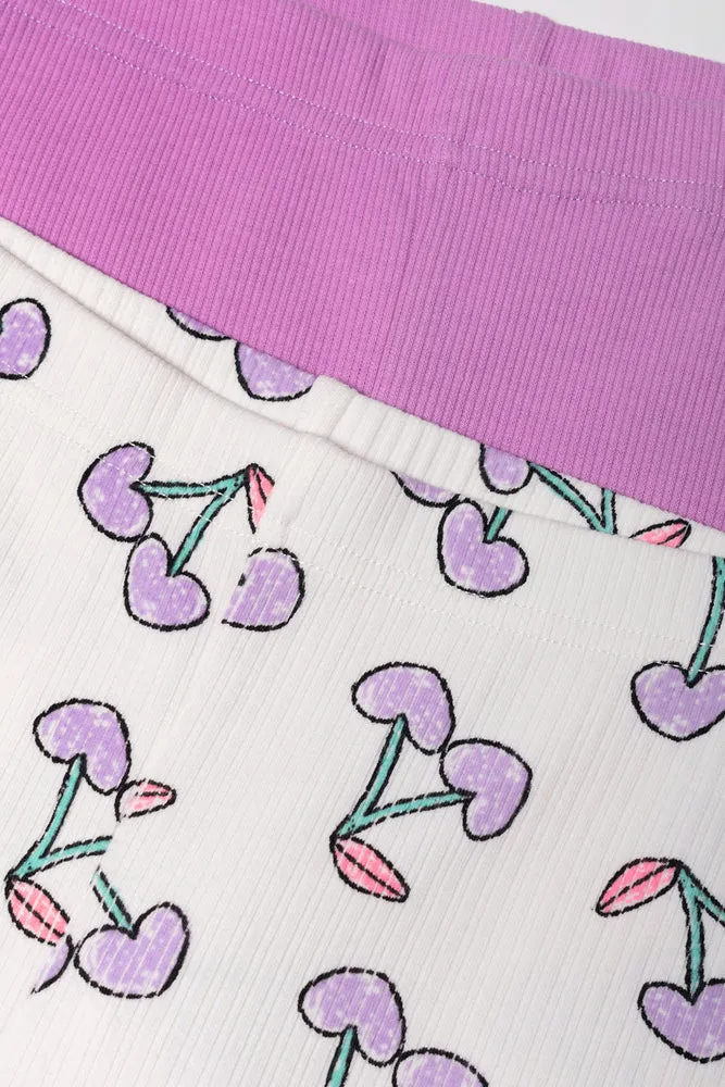2 Pack Cherry Flare Leggings Cream And Purple sold by Ackermas product image thumbnail 2