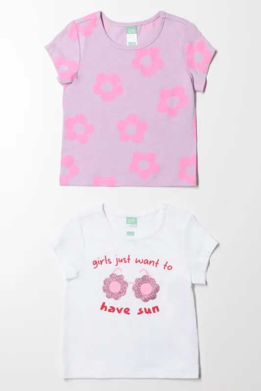 2 Pack Flower T-Shirts Pink And White sold by Ackermas