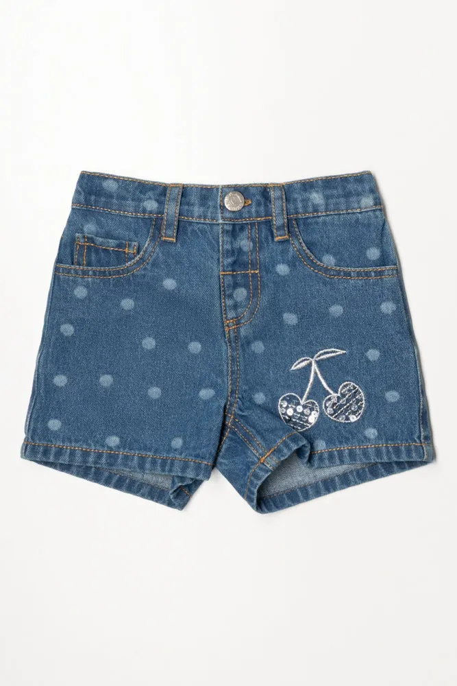 Spot Denim Shorts Blue sold by Ackermas