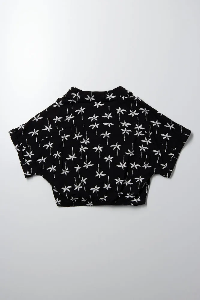 Palm Print Top With Knot Black sold by Ackermas product image thumbnail 3