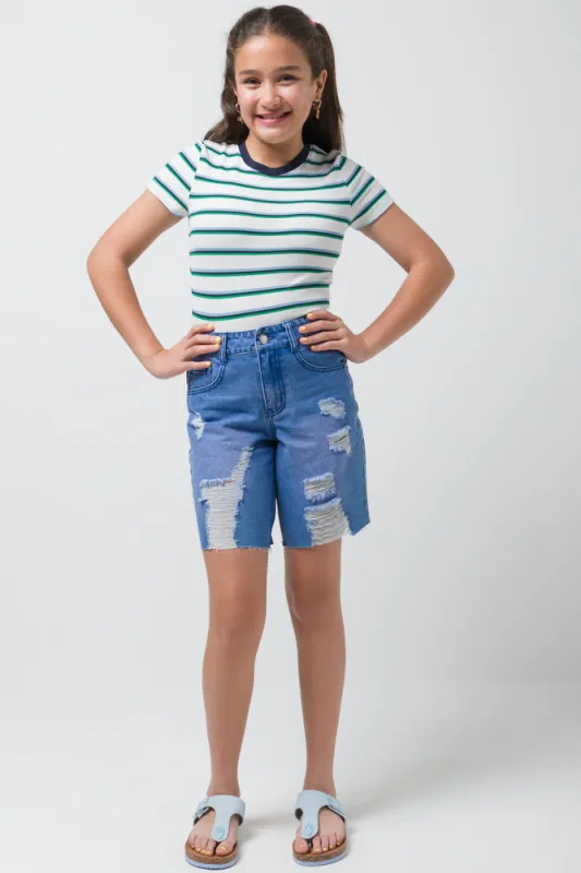 Rip And Repair Bermuda Shorts Blue sold by Ackermas