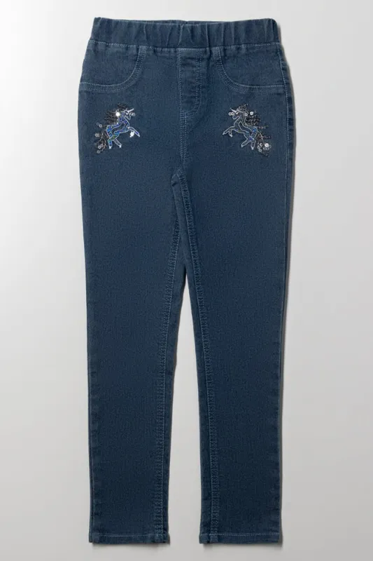 Jeggings With Sparkle Unicorn Dark Blue sold by Ackermas