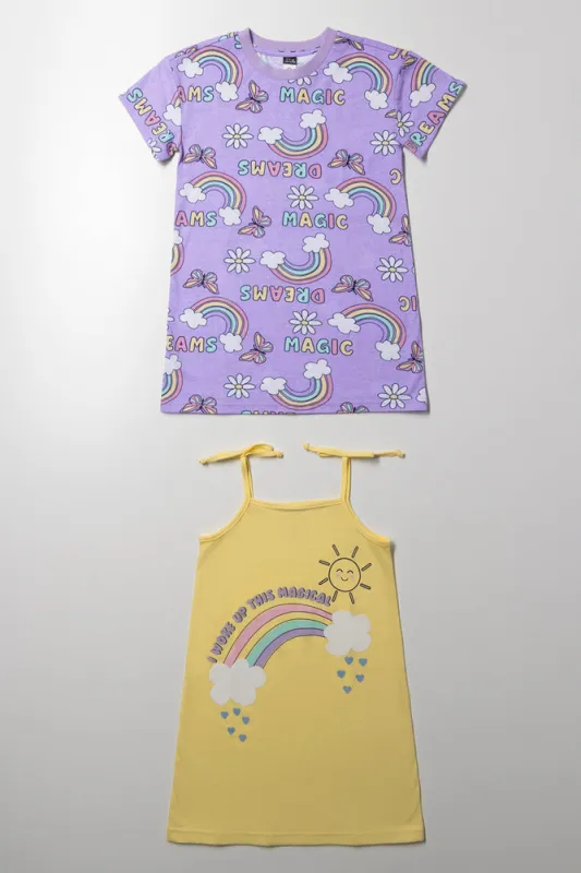 2 Pack Sleep Shirts Purple And Yellow sold by Ackermas