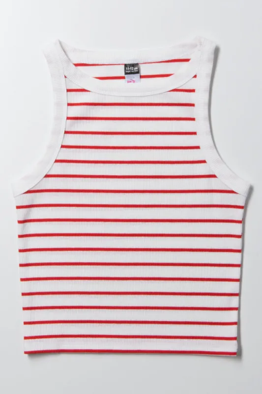 Rib Tank Top Red And White sold by Ackermas