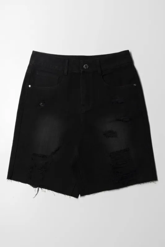 Rip And Repair Bermuda Shorts Black sold by Ackermas
