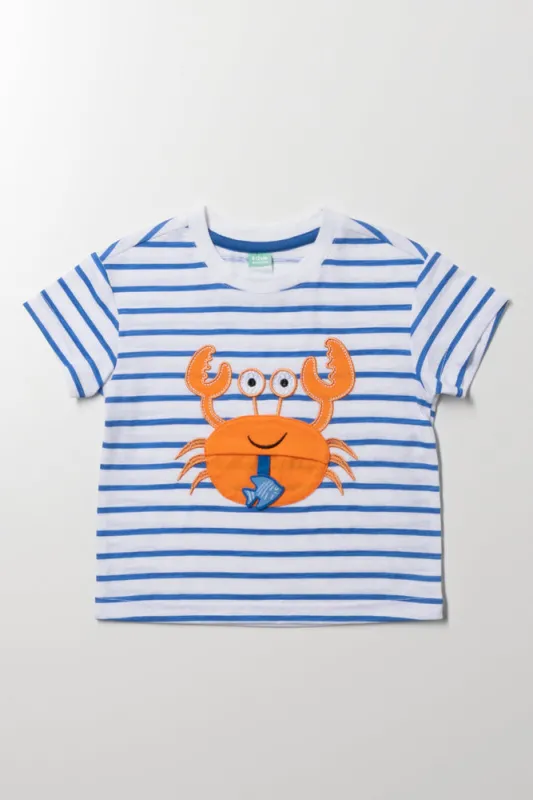 Pocket Crab Stripe T-Shirt Blue And White sold by Ackermas