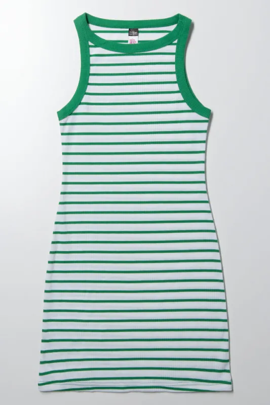 Ribbed Stripe Bodycon Dress Green sold by Ackermas