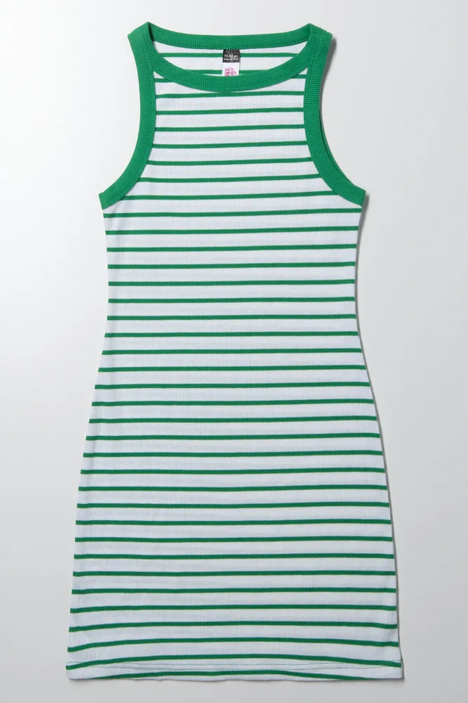 Ribbed Stripe Bodycon Dress Green sold by Ackermas