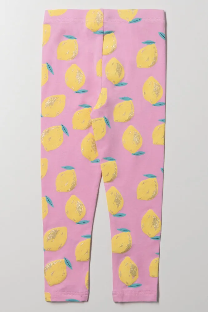 Lemon Printed Leggings Pink sold by Ackermas product image thumbnail 3