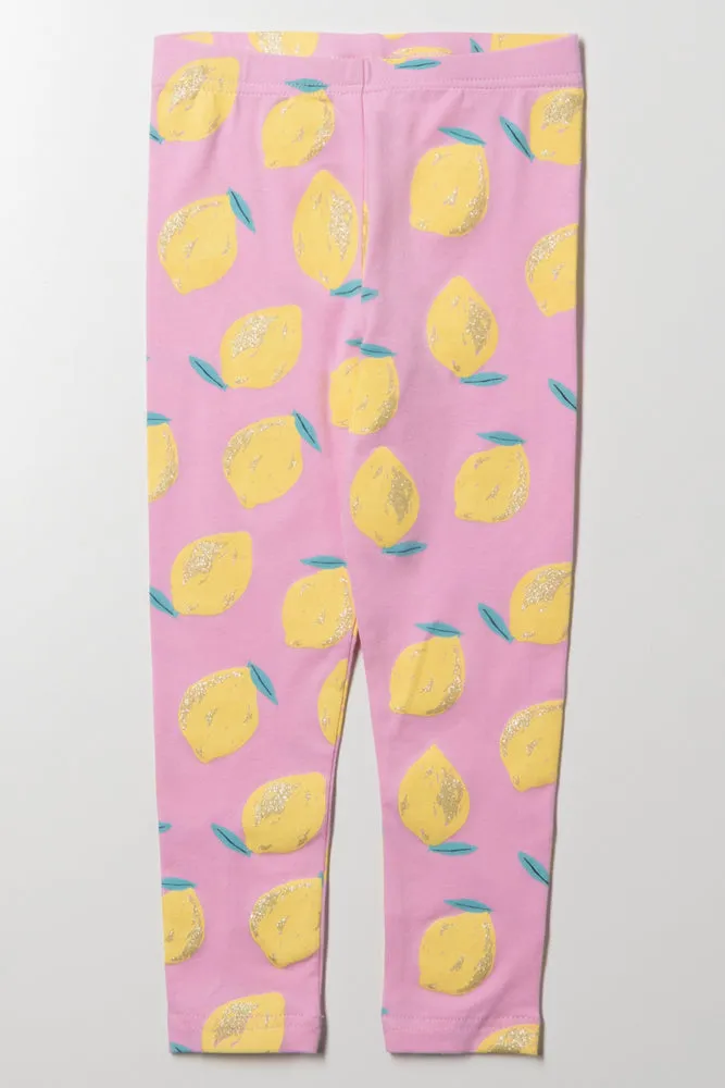 Lemon Printed Leggings Pink sold by Ackermas